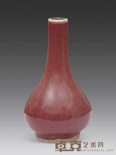 清代雍正 红釉胆式瓶 高15.5cm